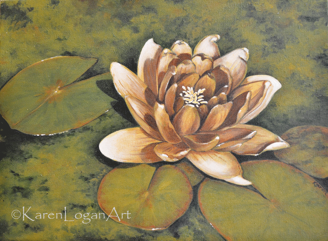 Photo of Red Waterlily done with limited pallet